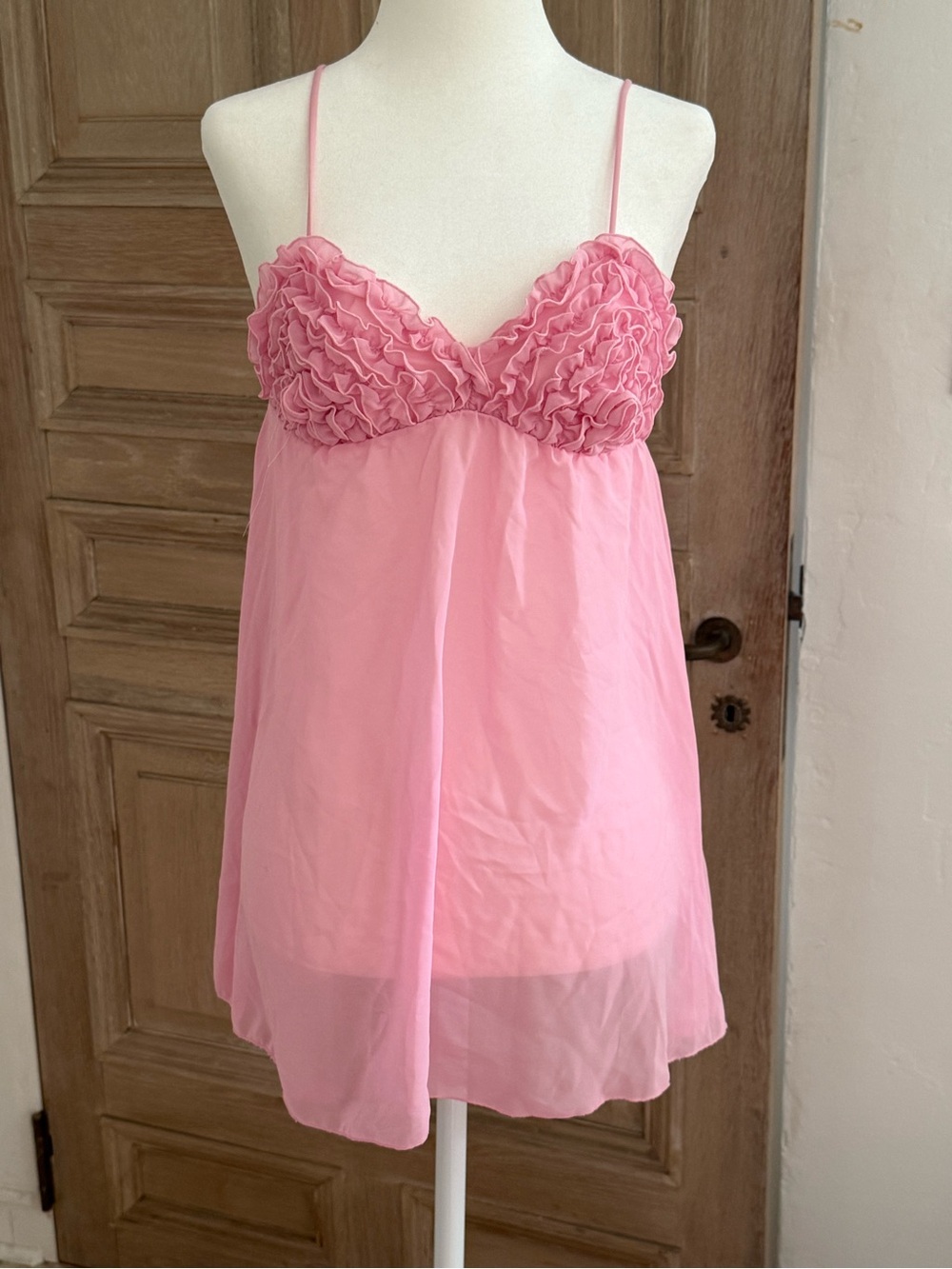 Rampage Pink Ruffled Babydoll Chemise